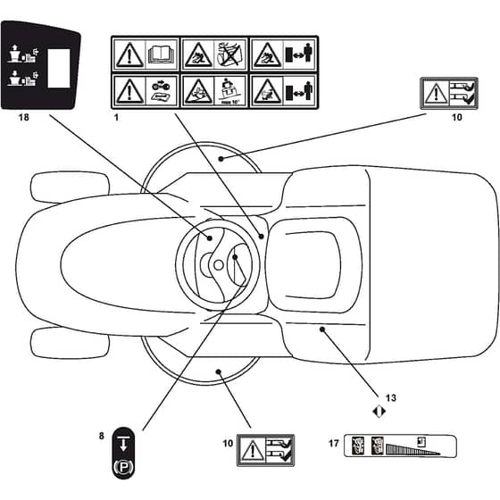 2348H 4WD - 2009 - 2T8786483/BM9 - Mountfield Ride On Mower Labels Diagram