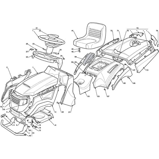 2348H 4WD - 2009 - 2T8786483/UM9 - Mountfield Ride On Mower Body Diagram