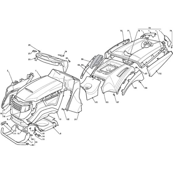 2448H 4WD - 2011-2013 - 2T1525283/M11 - Mountfield Ride On Mower Body Diagram