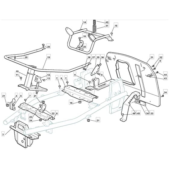 2500SV - 2011-2013 - 2T0313483/UM9 - Mountfield Ride On Mower Frame Diagram