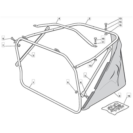 2500SV - 2011-2013 - 2T0313483/UM9 - Mountfield Ride On Mower Grasscatcher Diagram
