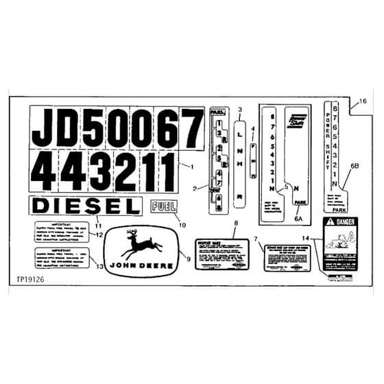 John Deere 2520 - PC1145 - Decalcomania Set - ST353