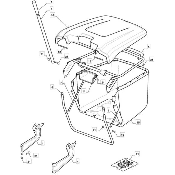 3000SH - 2012-2015 - 2T2000383/M12 - Mountfield Ride On Mower Grasscatcher Diagram