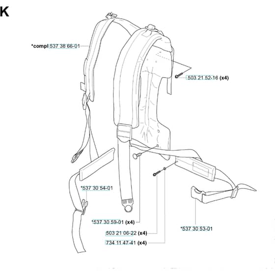 Husqvarna 356 BF - X-SERIES 2004-2014 - Harness