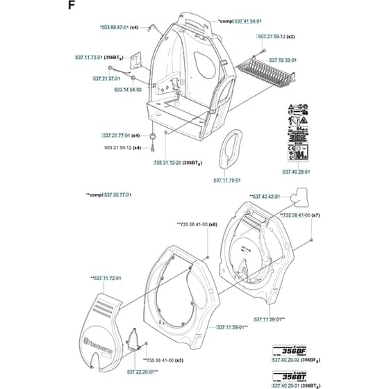 Husqvarna 356 BF - X-SERIES 2004-2014 - Housing