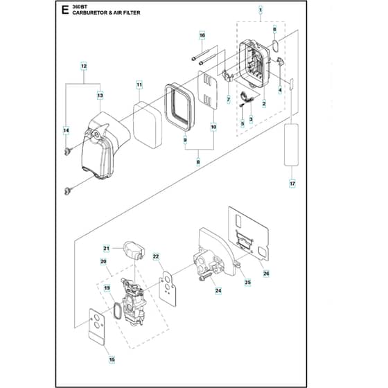 Husqvarna 360 BT - Carburetor / Air Filter