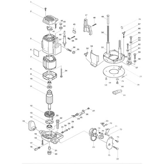Makita 3612 - Router 12mm - Power Tool Diagram