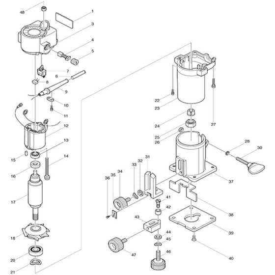 Makita 3700B - Trimmer 6mm - Power Tool Diagram