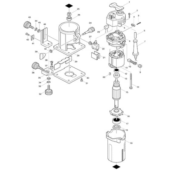 Makita 3703 - Trimmer 6mm - Power Tool Diagram