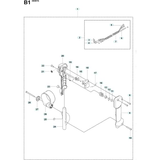 Husqvarna 380 BTS -2009-03 - Handle / Controls