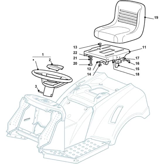4000SH - 2011-2012 - 2T1710383/M11 - Mountfield Ride On Mower Seat and Steering Wheel Diagram