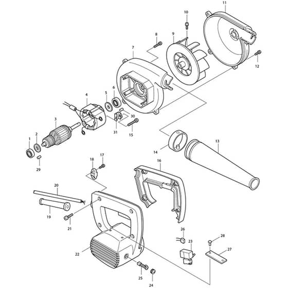 Makita 4014N - Blower - Power Tool Diagram