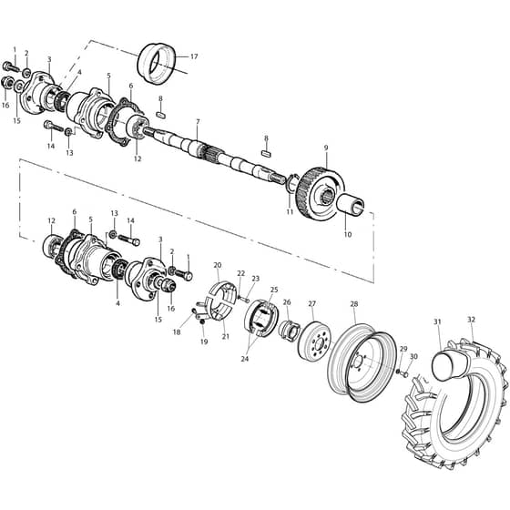 405 S - Bertolini Rotary Cultivator Axle and wheels (from 2019) Diagram
