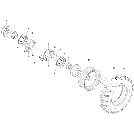 407 S - Bertolini Rotary Cultivator Brake and wheels Diagram