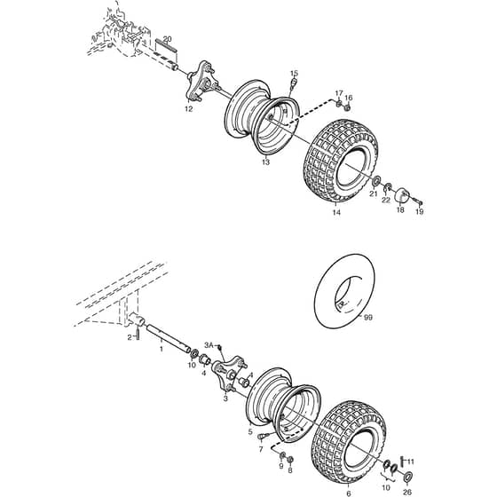 4125M - 2006 - 13-6101-97 - Mountfield Front Mower Wheels Diagram