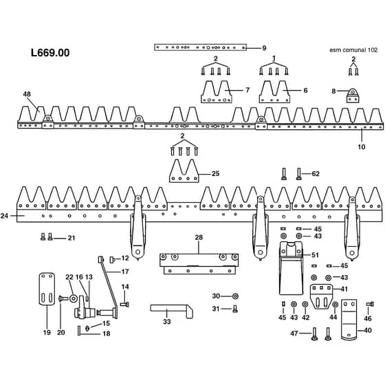 413 S - Bertolini Rotary Cultivator Cutter bar L0066900 Diagram