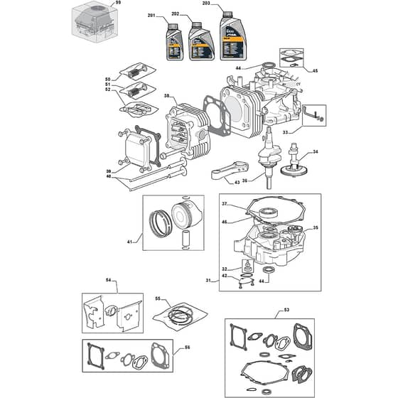 4140H - 2009 - 13-6002.80 - Mountfield Front Deck Mower Engine Assy Diagram