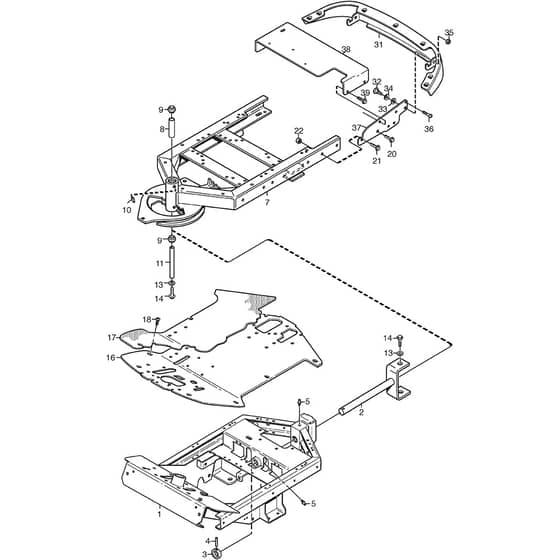 4155H 4WD - 2006 - 13-6104-97 - Mountfield Front Deck Mower Frame Diagram