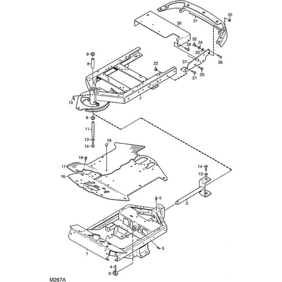 4155H 4WD - 2007 - 13-6104-98 - Mountfield Front Mower Frame Diagram