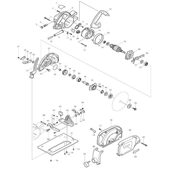 Makita 4157KB - Dustless Cutter 180mm - Power Tool Diagram