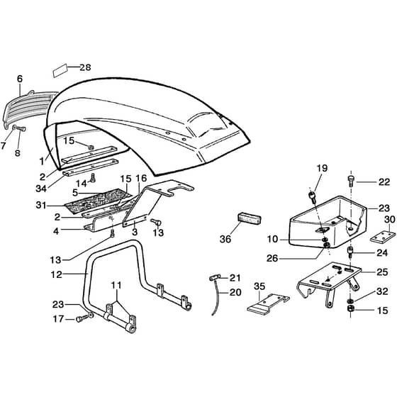 417 S - Bertolini Rotary Cultivator Hood w/o headlight (Single-disc clutch version) Diagram