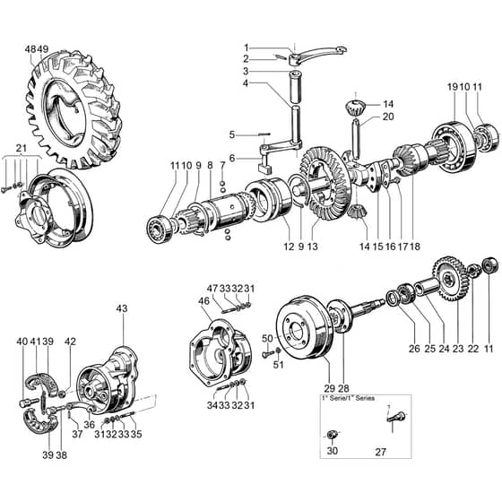 418 S - Bertolini Rotary Cultivator Axle, brakes and wheels Diagram