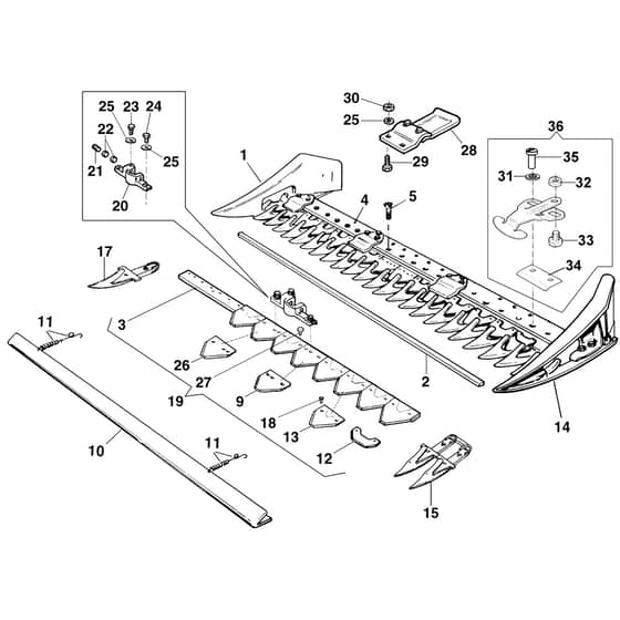 418 S - Bertolini Rotary Cultivator Middle Fingers Cutter Bar Diagram