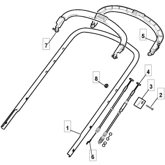 421 PD - 2008 - 294435143/UM8 - Mountfield Rotary Mower Upper Handle Diagram