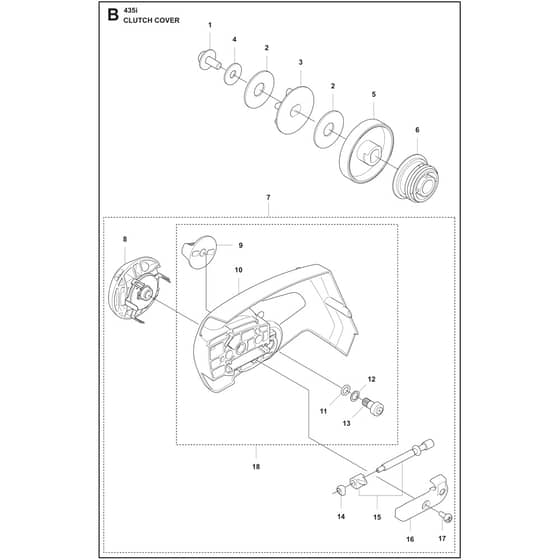 Husqvarna 435i - 970718014 - Clutch Cover 01