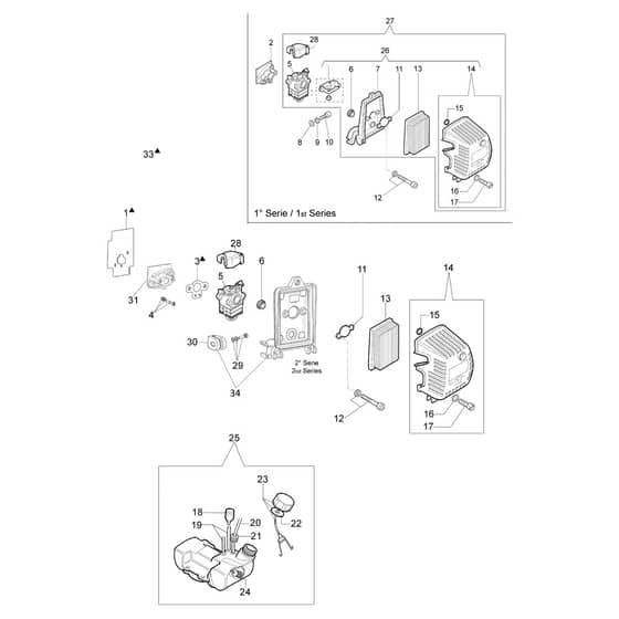 453 BP Ergo - Oleo-Mac Brushcutter Tank and air filter Diagram