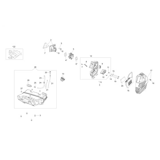 454 BP Ergo - Oleo-Mac Brushcutter Tank and air filter Diagram