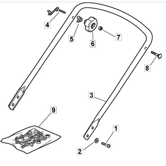 45 - 2005 - 299164743/MOU - Mountfield Rotary Mower Lower Handle Diagram