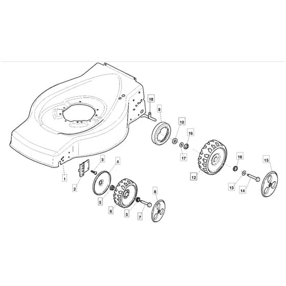 45 S - 2005 - 24-3534-71 - Mountfield Rotary Mower Wheels Diagram