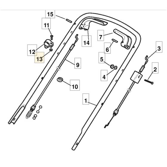 45 S - 2005 - 299264743/MOU - Mountfield Rotary Mower Upper Handle Diagram