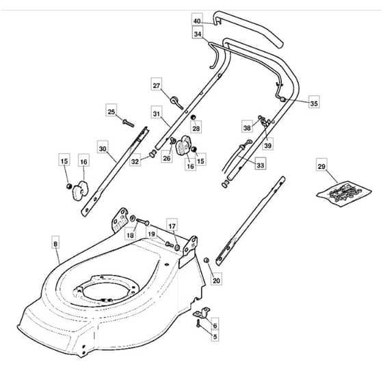 460R HP - 2006-2007 - 294486023/MO6 - Mountfield Rotary Mower Upper Handle Diagram