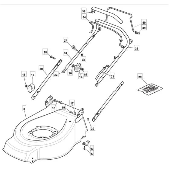 460R PD - 2010 - 294489023/UM9 - Mountfield Rotary Mower Upper Handle Diagram