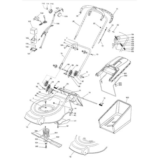 46 PD ES - 2005 - 23-3698-74 - Mountfield Rotary Mower Handle Diagram