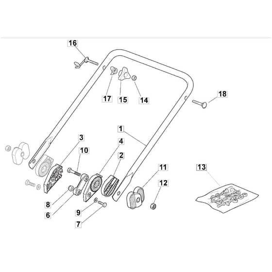 46 PD ES - 2005 - 294885923/MOU - Mountfield Rotary Mower Lower Handle Diagram
