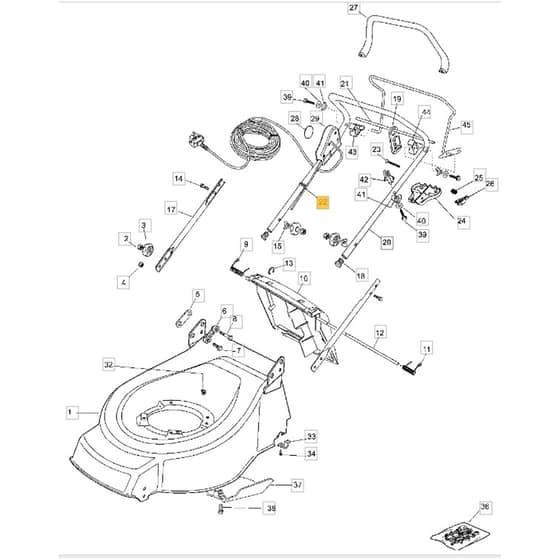 46 R HP - 2006 - 23-3334-75 - Mountfield Rotary Mower Handle Diagram