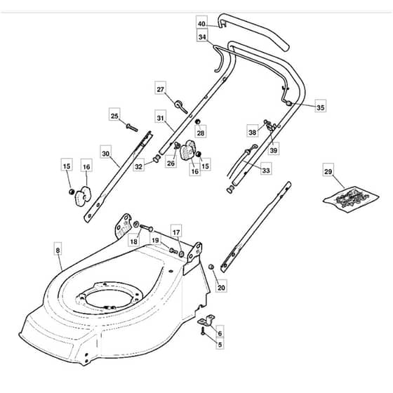 46 R HP - 2006 - 294486043/MO6 - Mountfield Rotary Mower Upper Handle Diagram