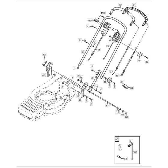 480R - 2003 - 12-5786-80 - Mountfield Rotary Mower Handle Diagram
