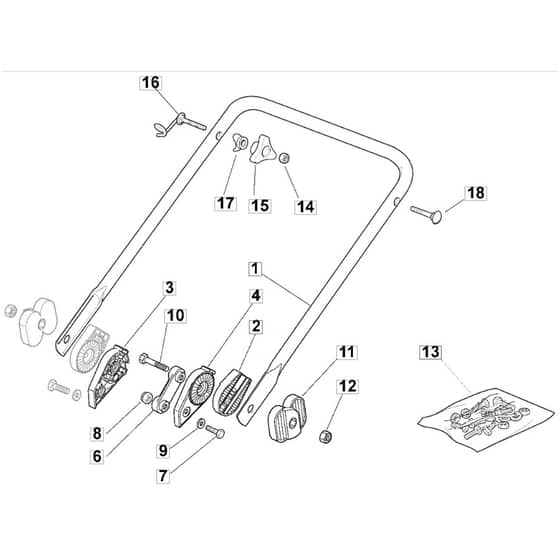 513 PD - 2007 - 294538143/MO7 - Mountfield Rotary Mower Lower Handle Diagram