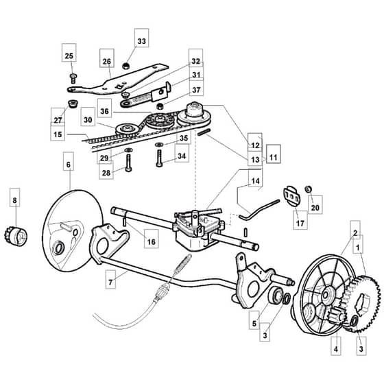 514 PD - 2008-2009 - 294538043/UM8 - Mountfield Rotary Mower Transmission Diagram
