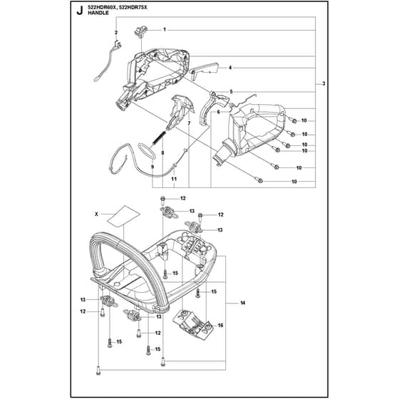 Husqvarna 522HDR75X - 967658401 - Handle And Controls