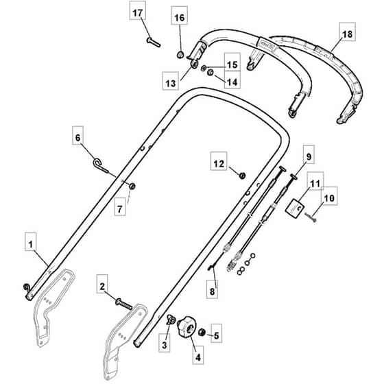 5310 PD - 2008 - 291572043/CAS - Mountfield Rotary Mower Upper Handle Diagram