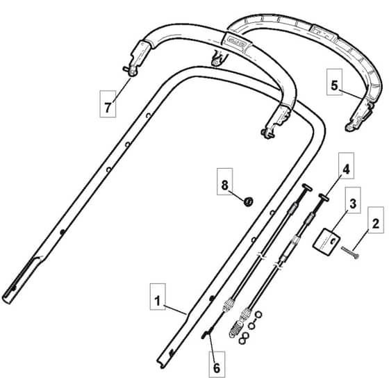 5310 PD BW INOX - 2009 - 291597043/MI9 - Mountfield Rotary Mower Upper Handle Diagram