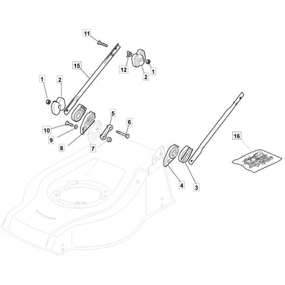 5310 PD BW INOX - 2009 - 29159704/M09 - Mountfield Rotary Mower Lower Handle Diagram