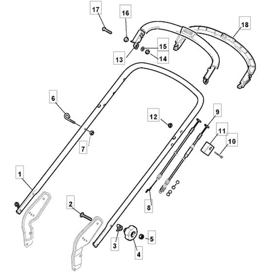5310 PD BW SILENT - 2009 - 291577043/U - Mountfield Rotary Mower Upper Handle Diagram