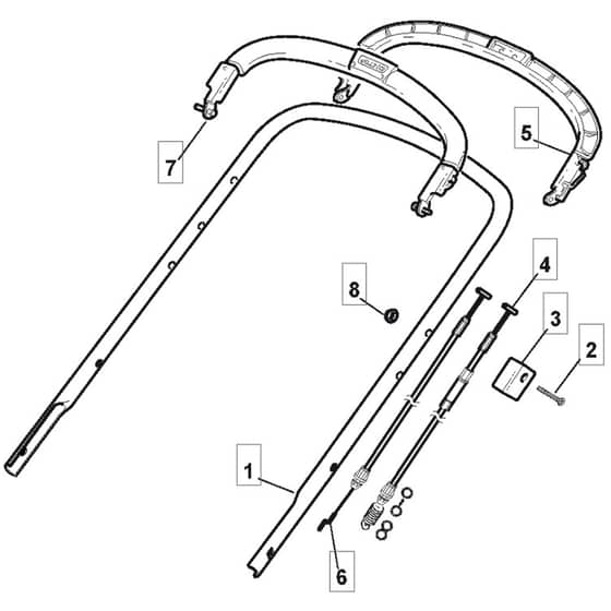 5310 PD INOX - 2008 - 291592043/M08 - Mountfield Rotary Mower Upper Handle Diagram