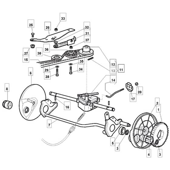 5320 PD 4S INOX - 2008 - 291592023/M08 - Mountfield Rotary Mower Transmission Diagram